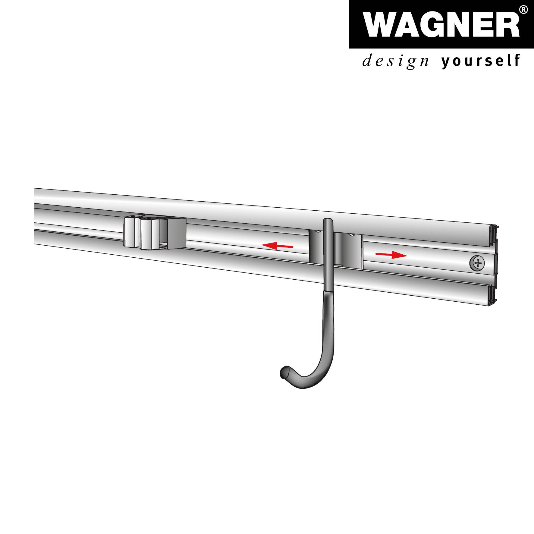 WAGNER hooks4tools Wandhaken SINGLE BIG - 114 x 45 x 45 mm, Stahl beschichtet schwarz - 15209001-3