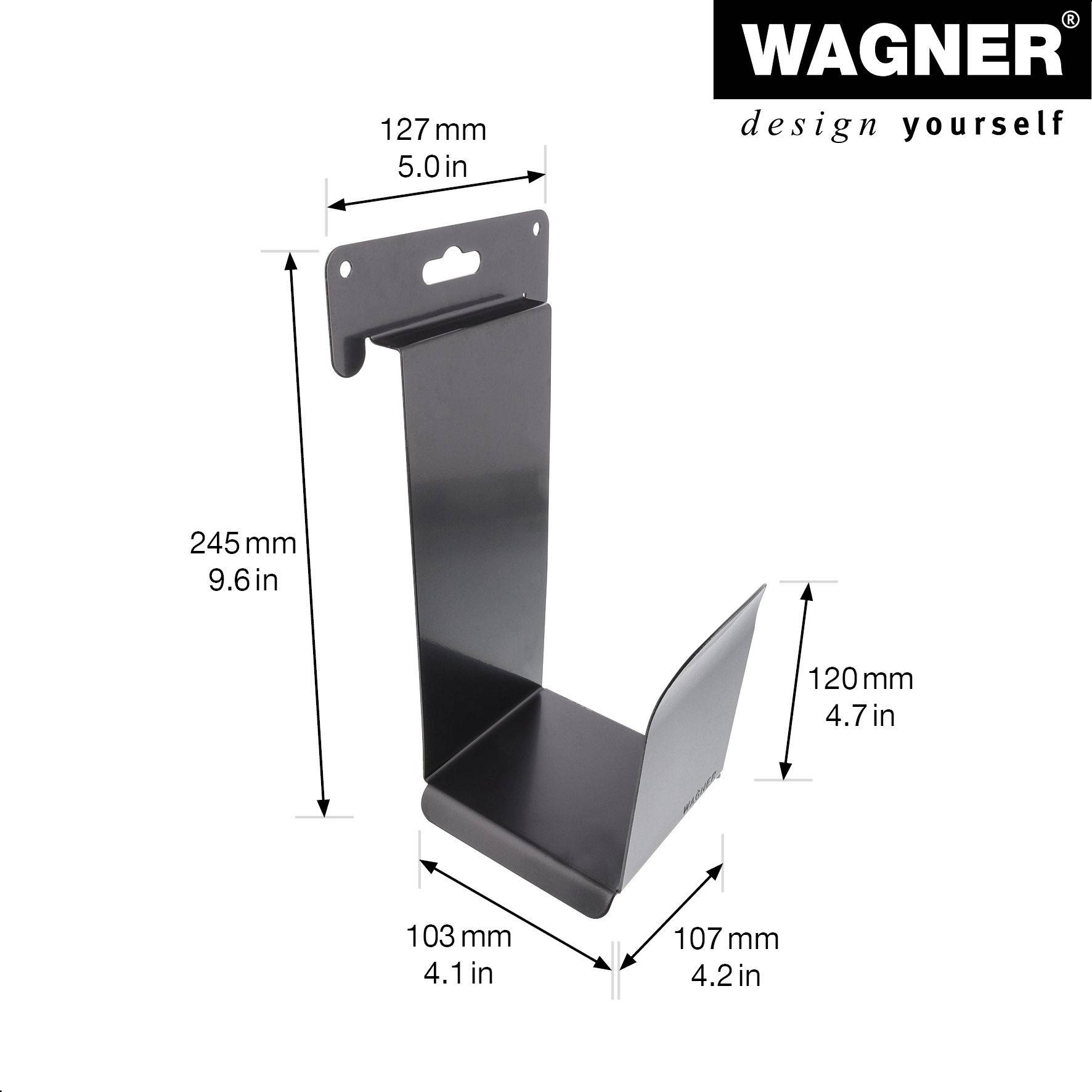 WAGNER hooks4tools Gerätehalter SCHLAUCH/KABEL - 127 x 103 x 245 mm, Stahl beschichtet, für Schläuche, Kabel - 15208901-1