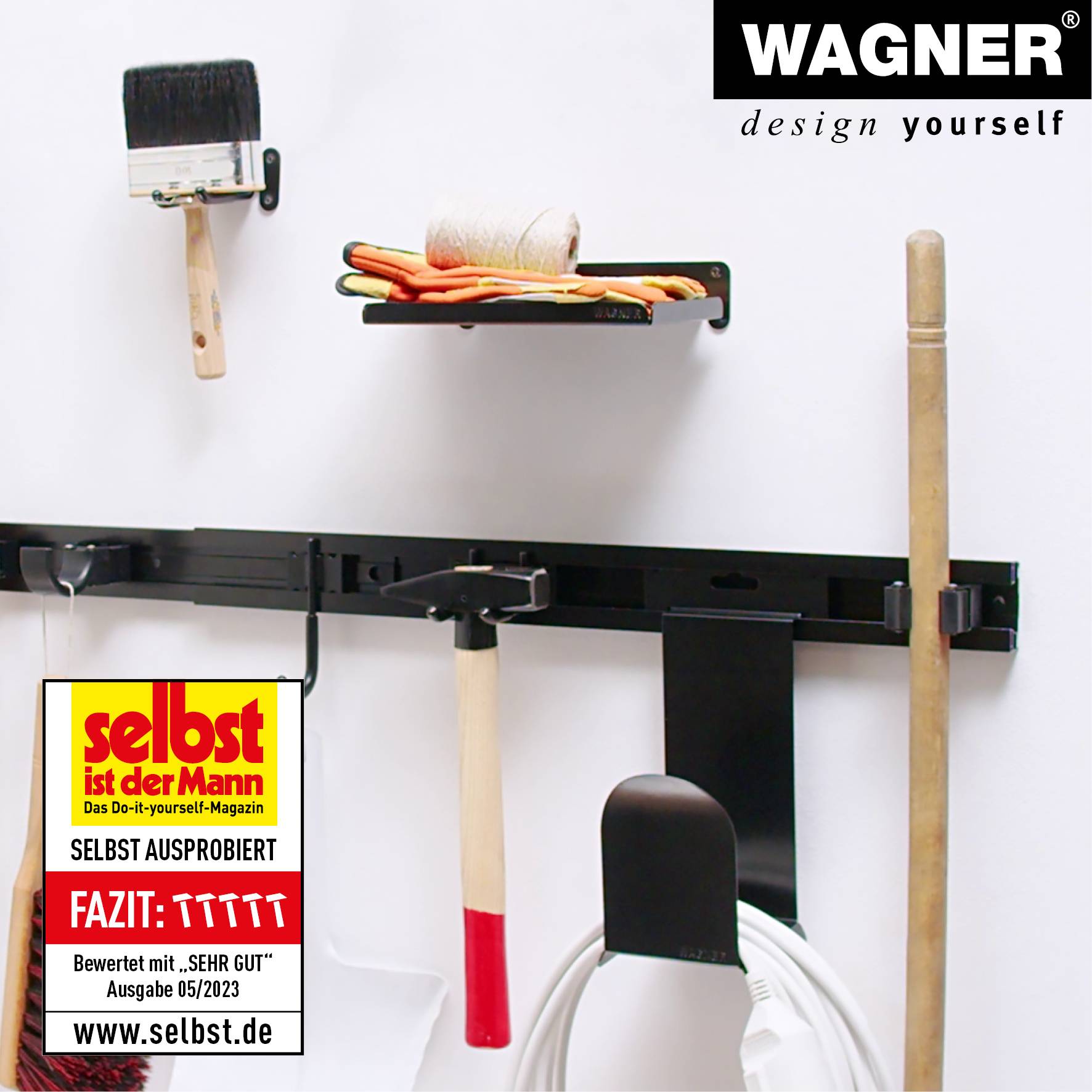 WAGNER hooks4tools Gerätehalter SCHLAUCH/KABEL - 127 x 103 x 245 mm, Stahl beschichtet, für Schläuche, Kabel - 15208901-2