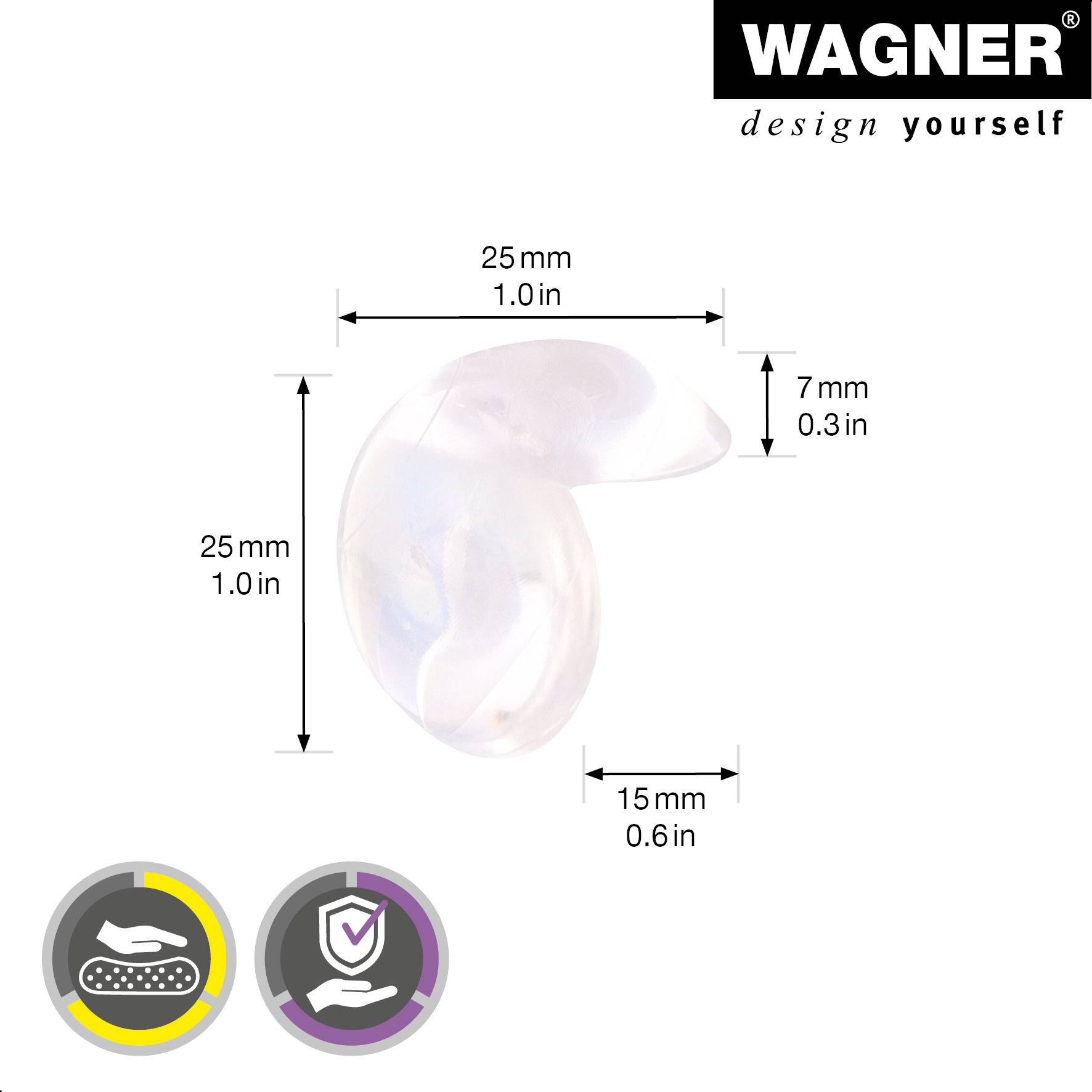 WAGNER Eckkantenschutz SAFE CORNER MEDIUM 4tlg. Set - Ø 25 mm, Kantenschutz zum Aufkleben, transparent - 15222599-1