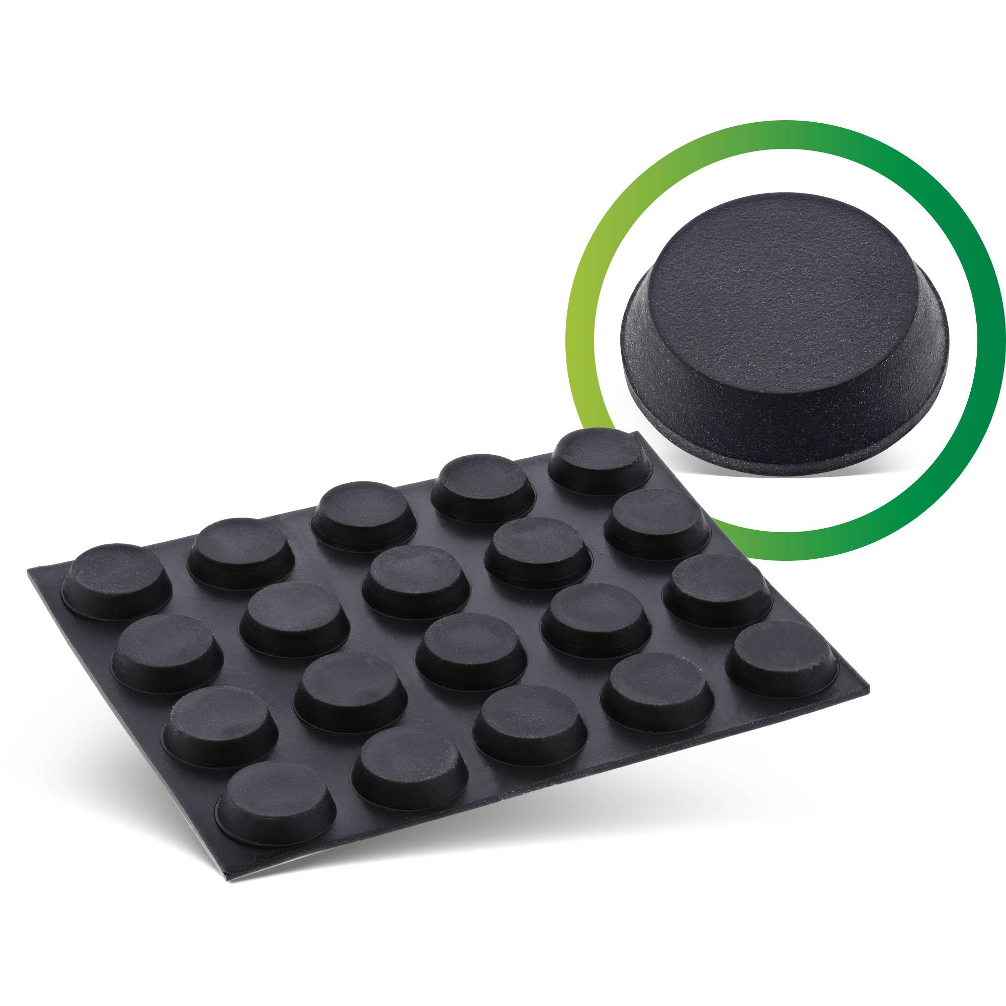 InLine® Gummipads, selbstklebend, 12 mm, 20 Stück, schwarz-0