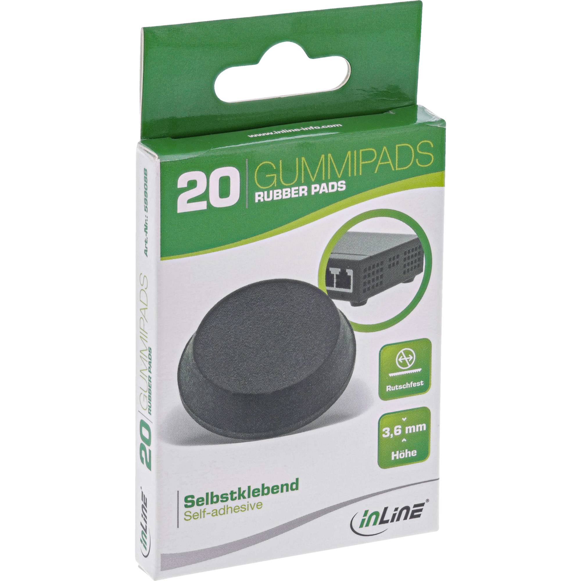 InLine® Gummipads, selbstklebend, 12 mm, 20 Stück, schwarz-2