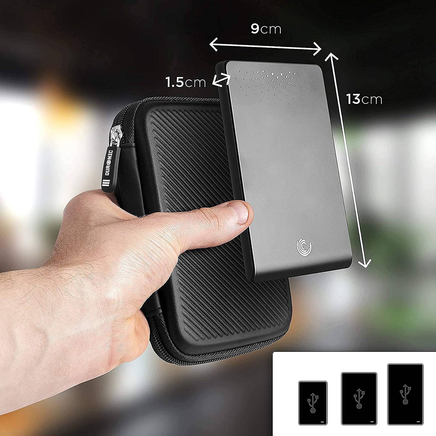 Duronic HDC2 BK externe Festplatten Schutzhülle | Stoßsichere Festplattentasche | 2,5" SSD Cover | Hardshell Hülle-4