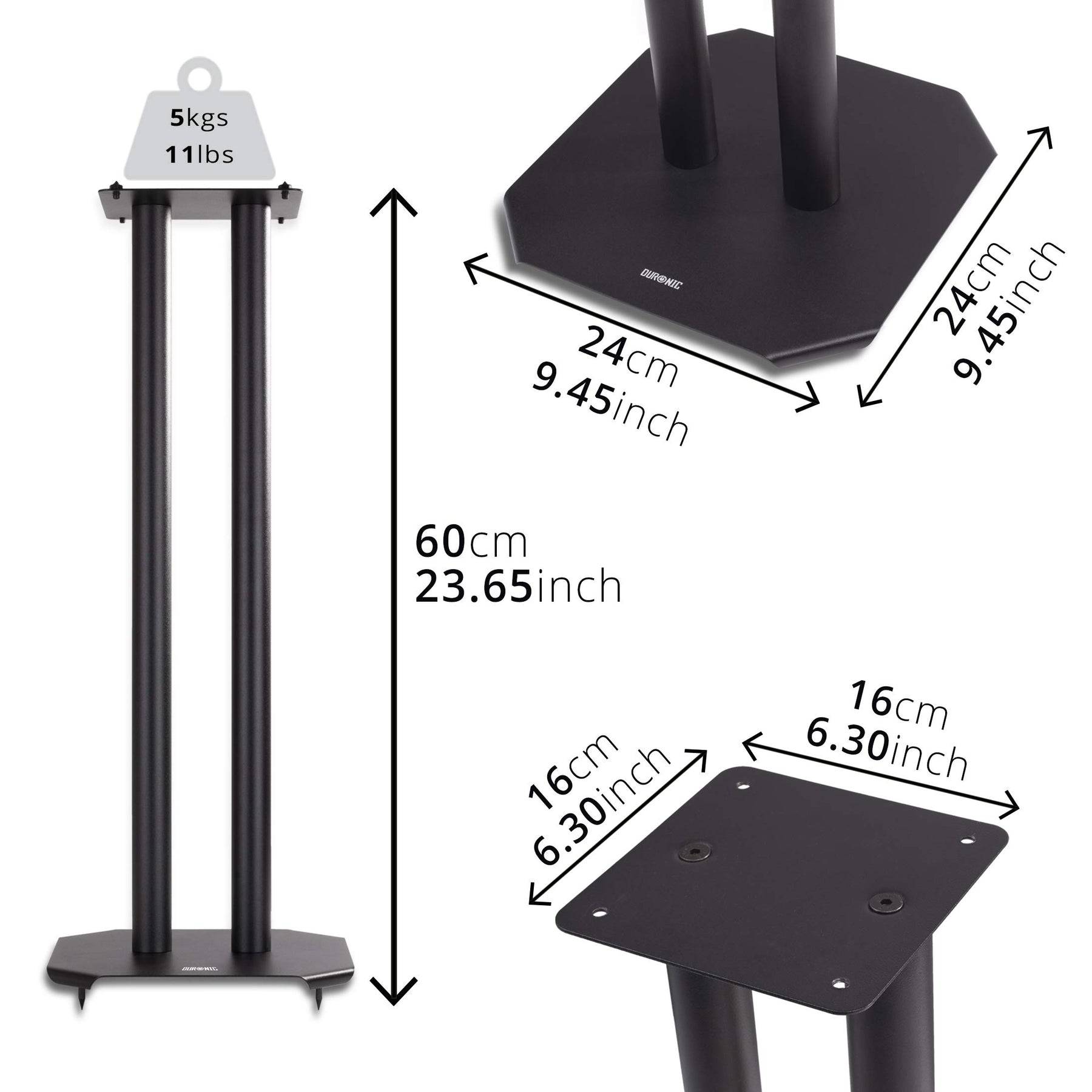 Duronic SPS1022 60 Lautsprecherständer | 60 cm hoher Ständer für Lautsprecher und Boxen bis 5 kg | 2er-Set Universal-1