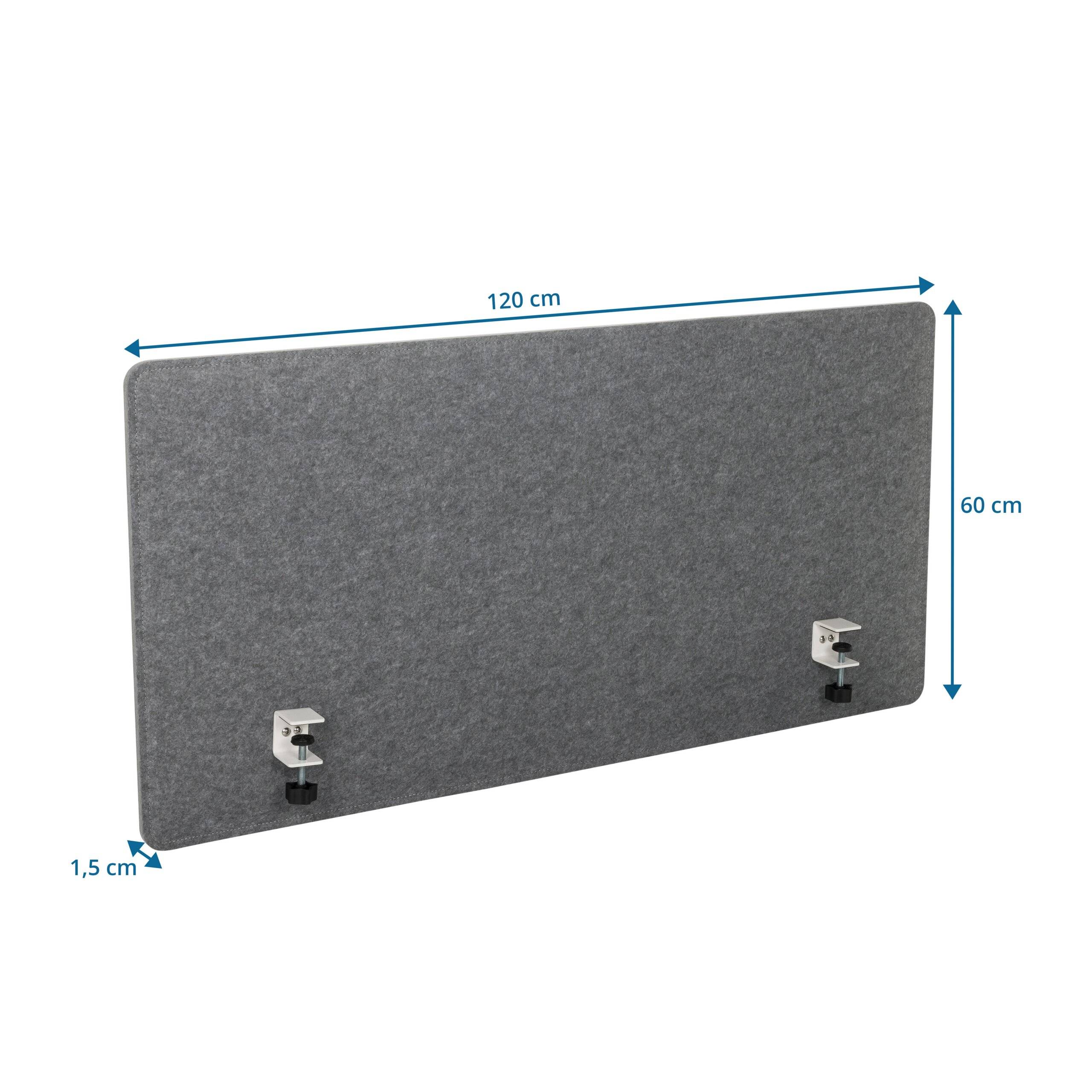 Akustik Tischtrennwand FLEXMIUT 3D 120x60x1 PET grau hjh OFFICE-1