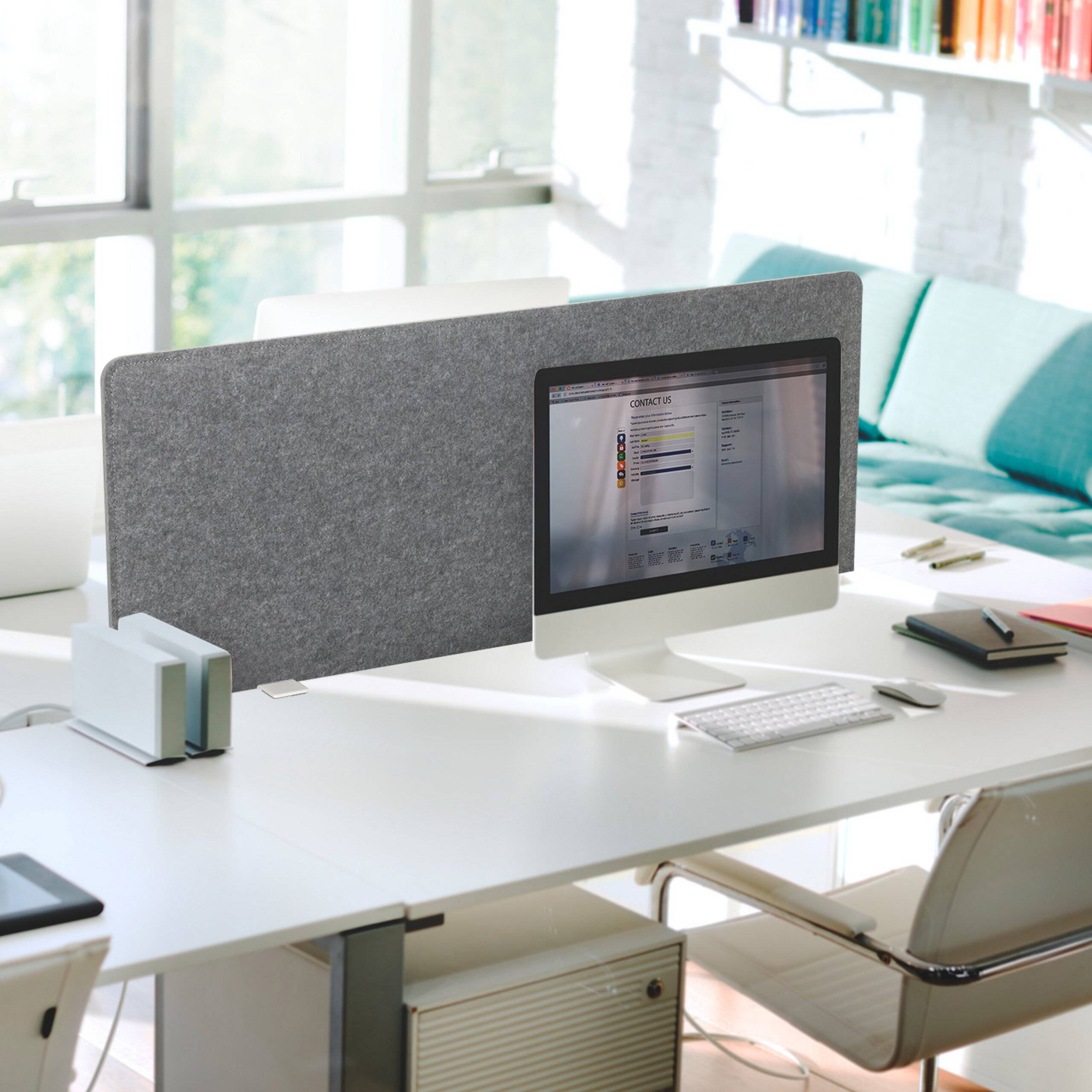 Akustik Tischtrennwand FLEXMIUT 3D 120x60x1 PET grau hjh OFFICE-3