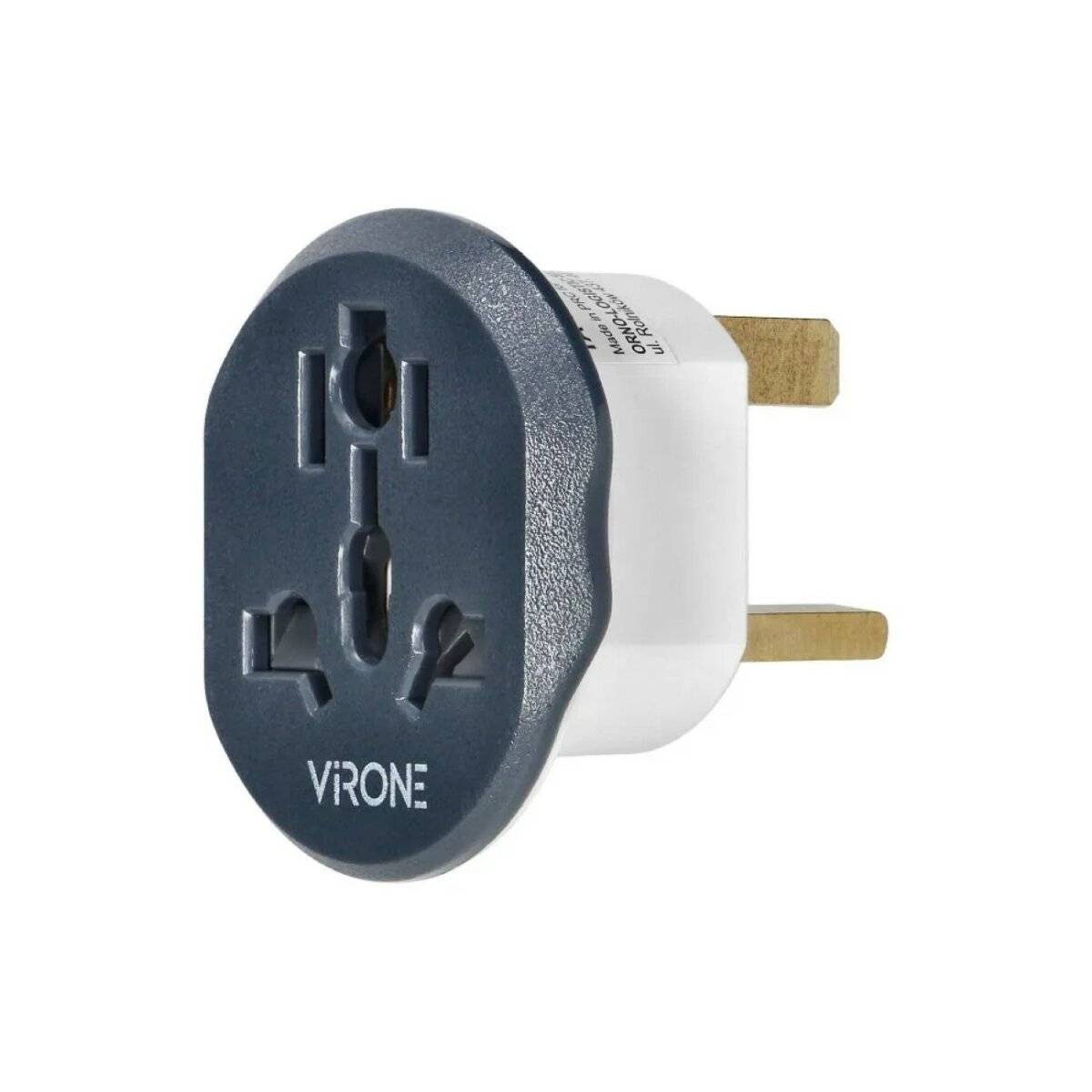 Virone Universalsteckdose Reiseadapter -UK-Stecker , 250V, 13A, weiß - graphit (TA-7)-0