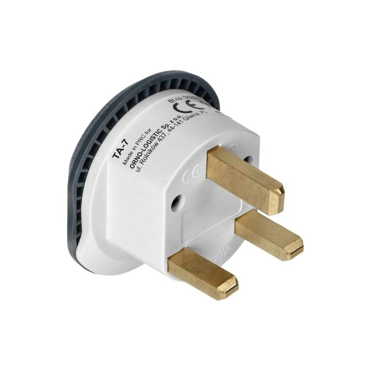 Virone Universalsteckdose Reiseadapter -UK-Stecker , 250V, 13A, weiß - graphit (TA-7)-2