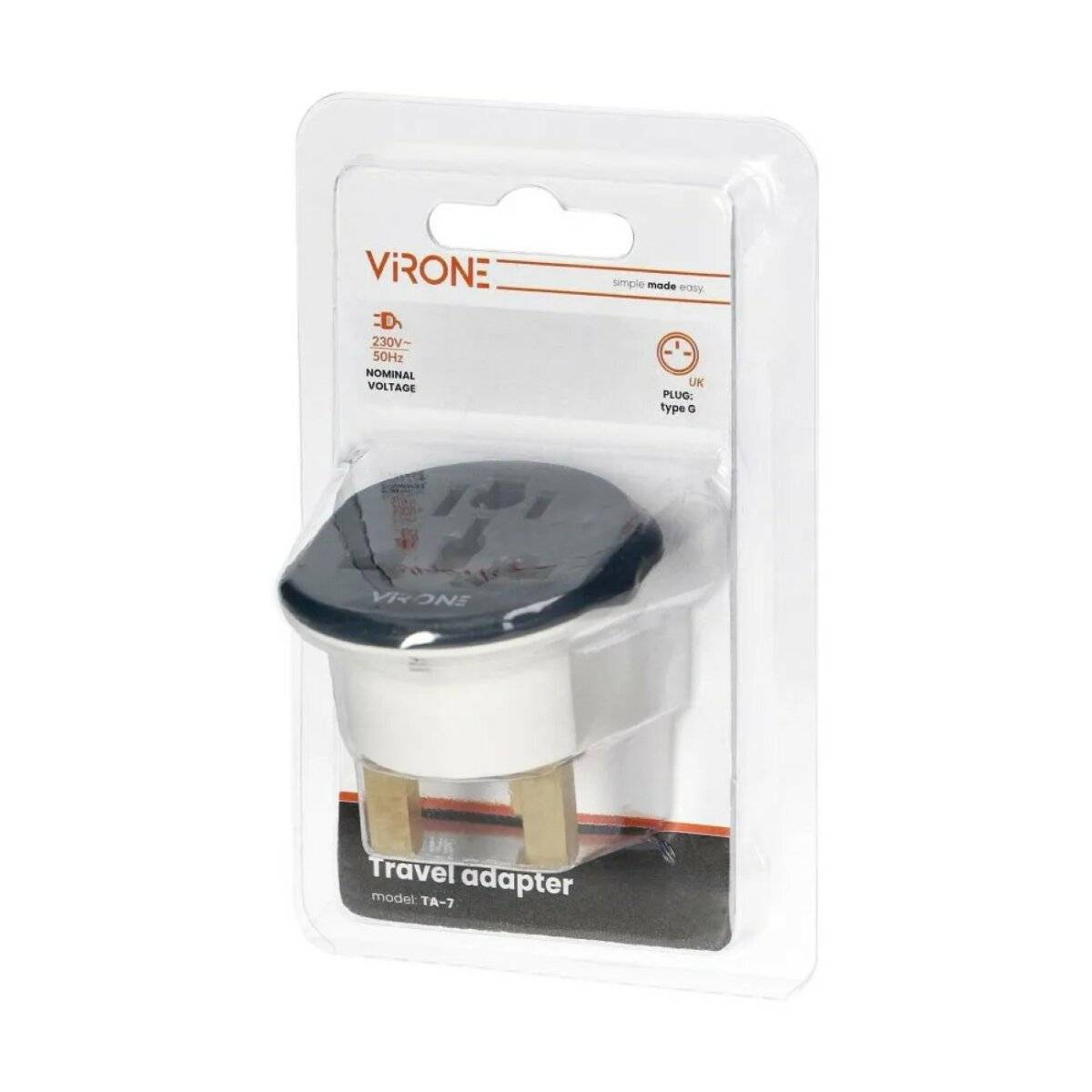Virone Universalsteckdose Reiseadapter -UK-Stecker , 250V, 13A, weiß - graphit (TA-7)-4