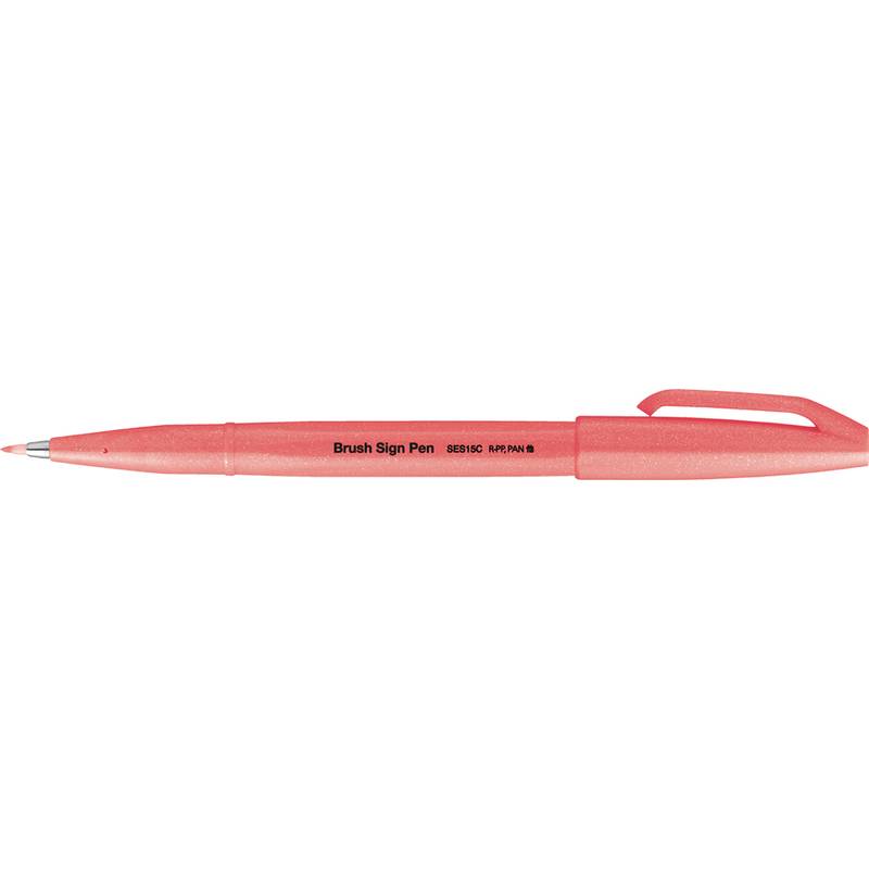PentelArts Faserschreiber Brush Sign Pen SES15, neonrot-0
