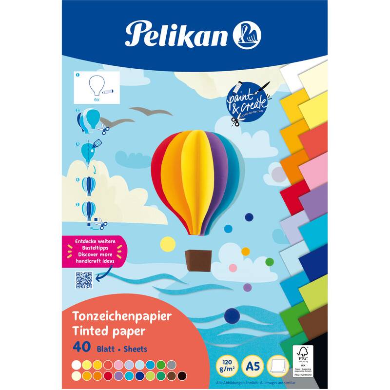 Pelikan Tonpapierblock, DIN A5, 40 Blatt, farbig sortiert-0