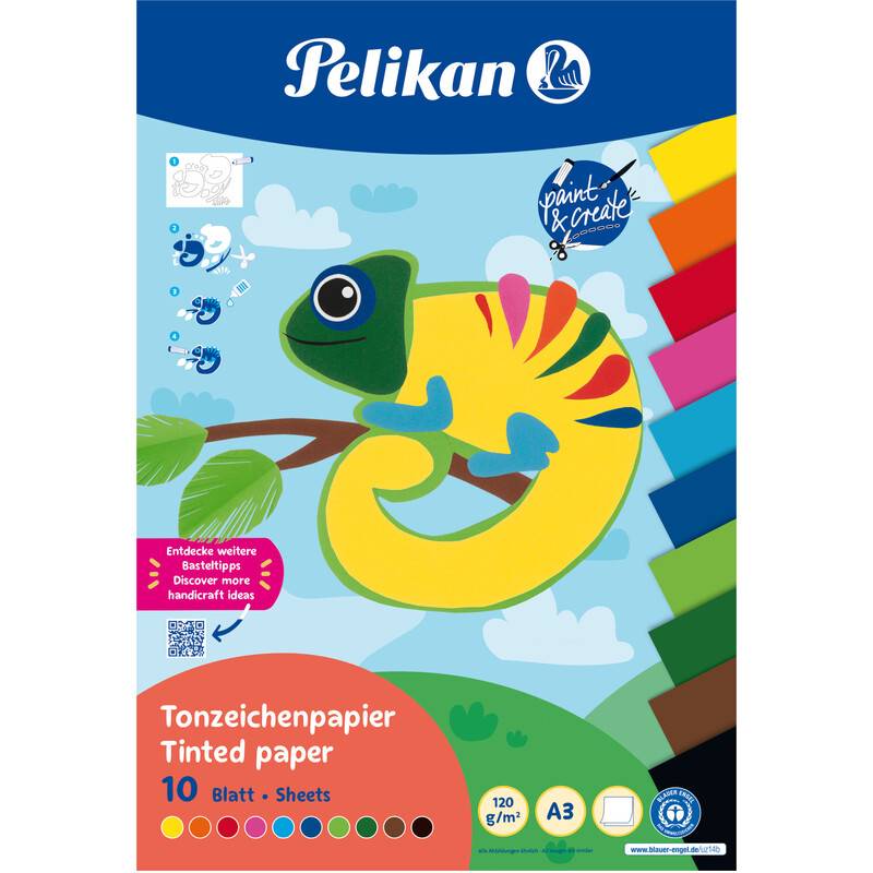 Pelikan Tonpapierblock, DIN A3, 10 Blatt, farbig sortiert