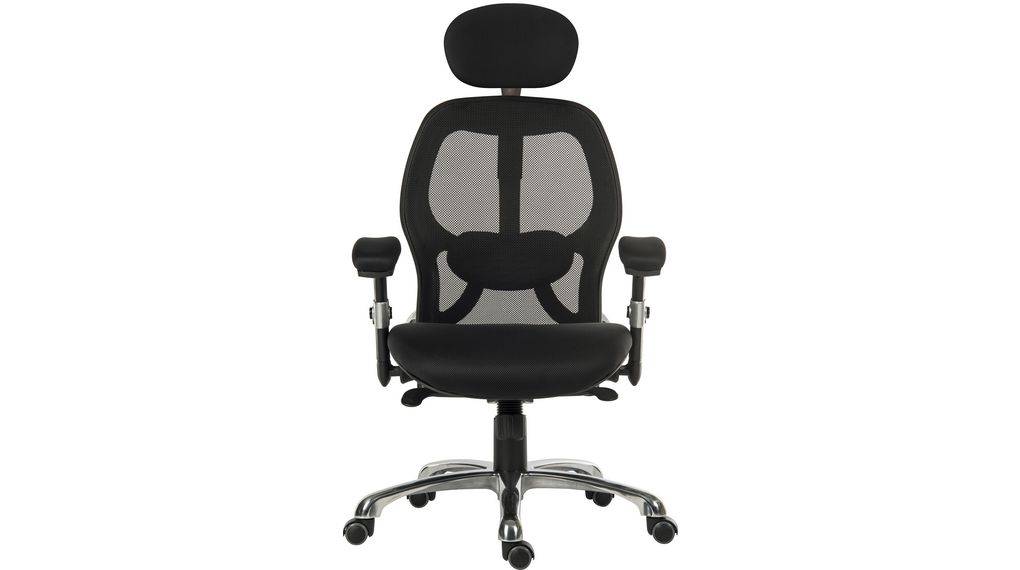 RS PRO Chefsessel mit Rädern Gewebe Schwarz bis 150 kg Verstellbare Rückenlehne-0