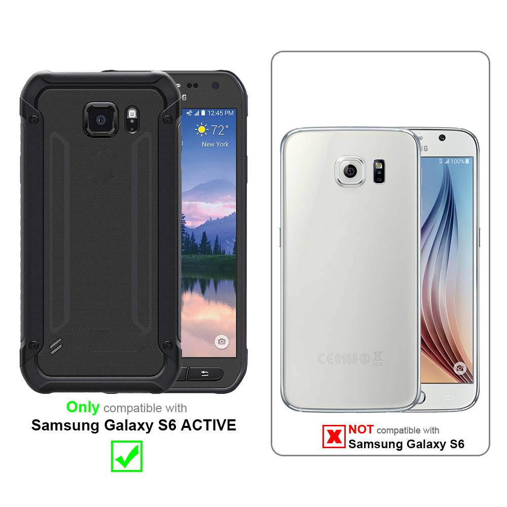 Cadorabo Handytasche mit Gürtelclip kompatibel mit Samsung Galaxy S6 ACTIVE Hülle in Schwarz - Schutzhülle mit-4