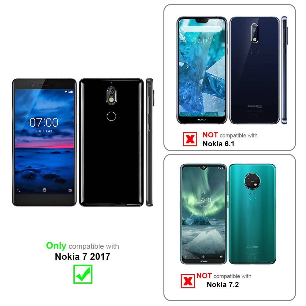 Cadorabo Handytasche mit Gürtelclip kompatibel mit Nokia 7 2017 Hülle in Schwarz - Schutzhülle mit Karabinerhaken Case-4