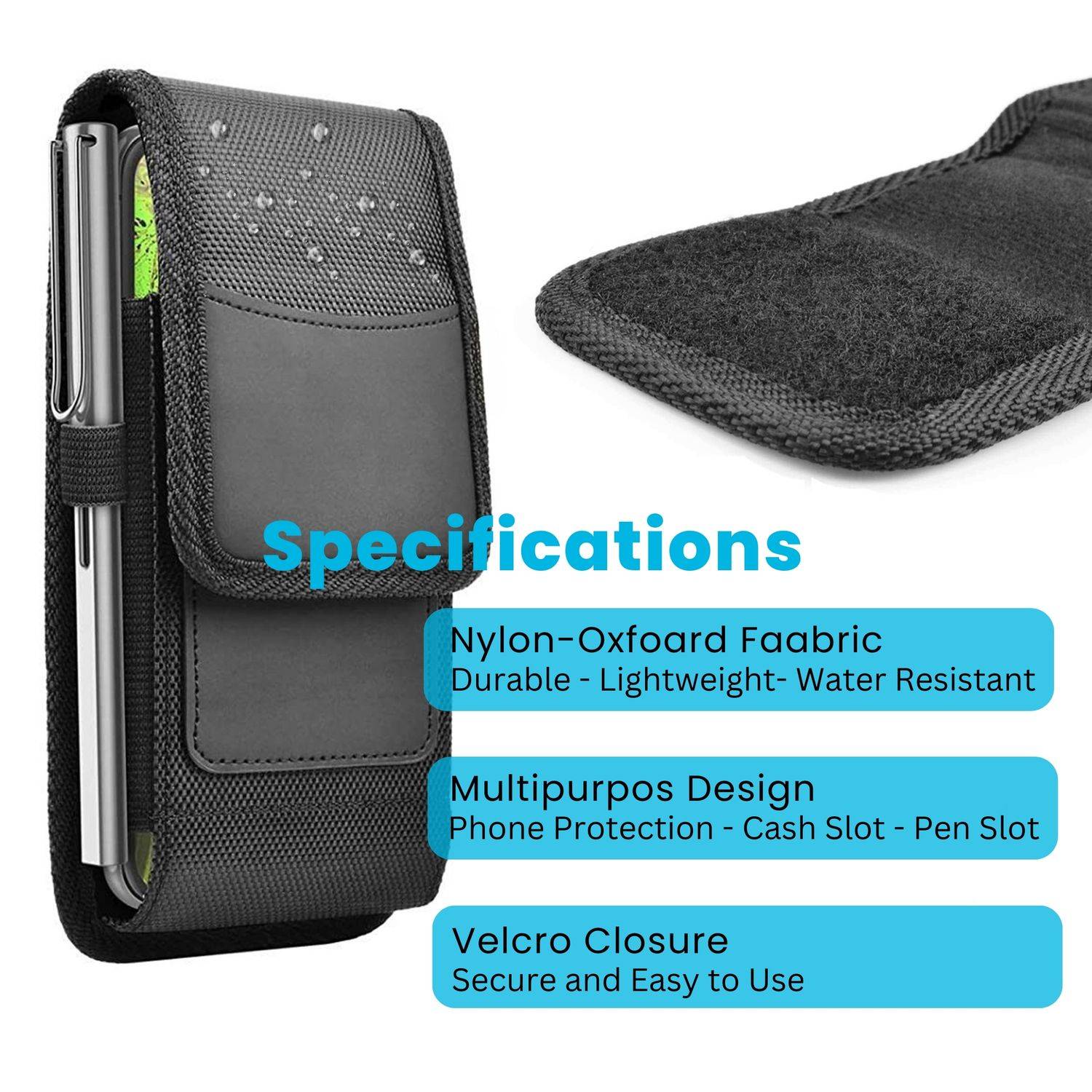 Cadorabo Handytasche mit Gürtelclip kompatibel mit Samsung Galaxy J3 PRO Hülle in Schwarz - Schutzhülle mit-4
