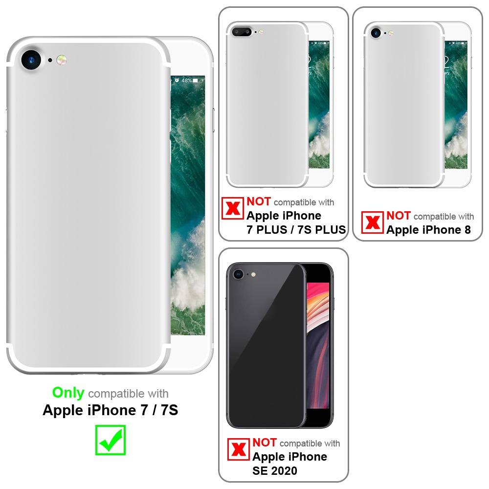 Cadorabo Handytasche mit Gürtelclip kompatibel mit Apple iPhone 7 / 7S Hülle in Schwarz - Schutzhülle mit Karabinerhaken-4