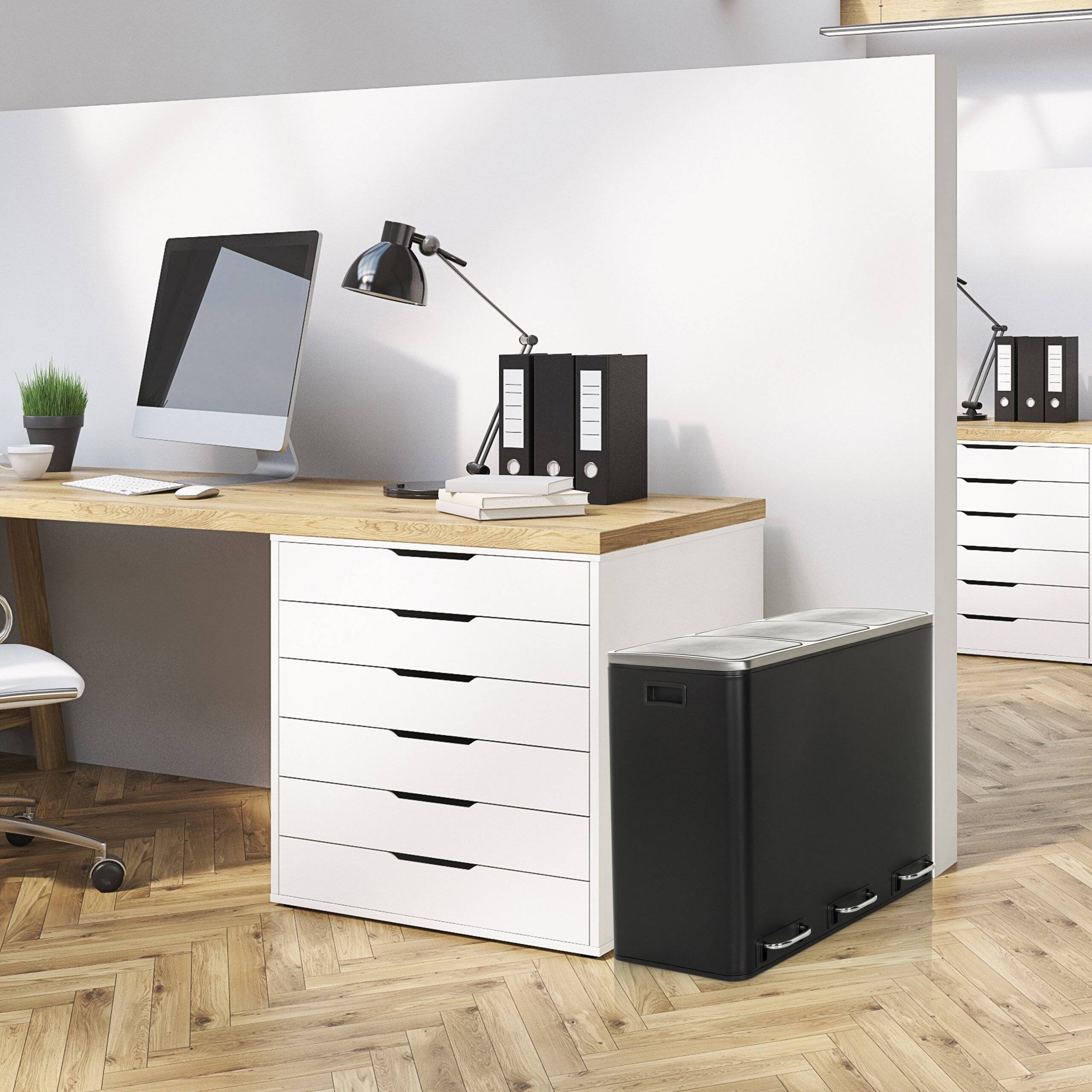 Abfallsammler Mülltrennsystem Clean 9 - 54L (3x18L) Stahl schwarz hjh OFFICE-4