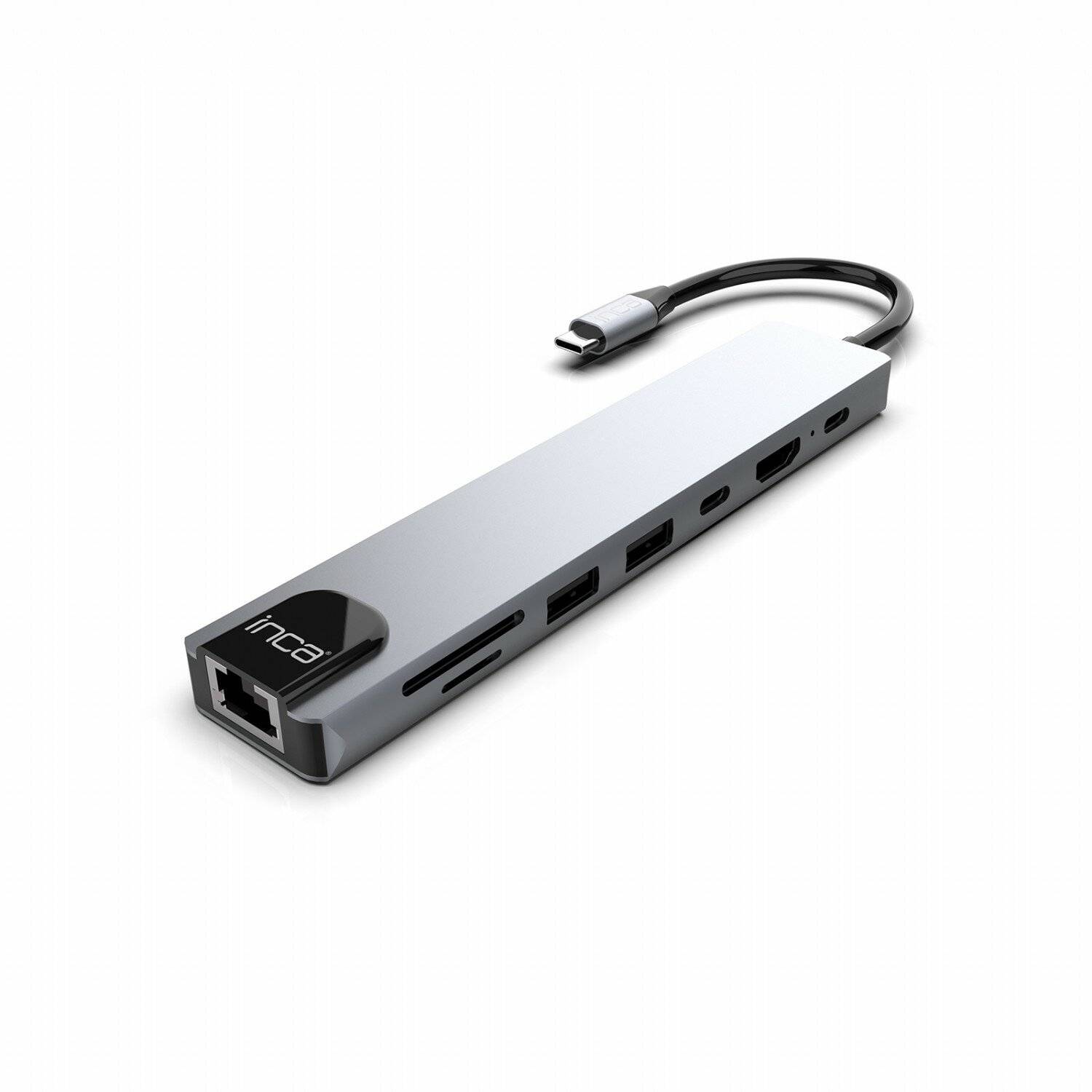 INCA USB-C HUB Type-C-Hub Aluminiumgehäuse 8 Ports USB, Ethernet, HDMI und mehr-0