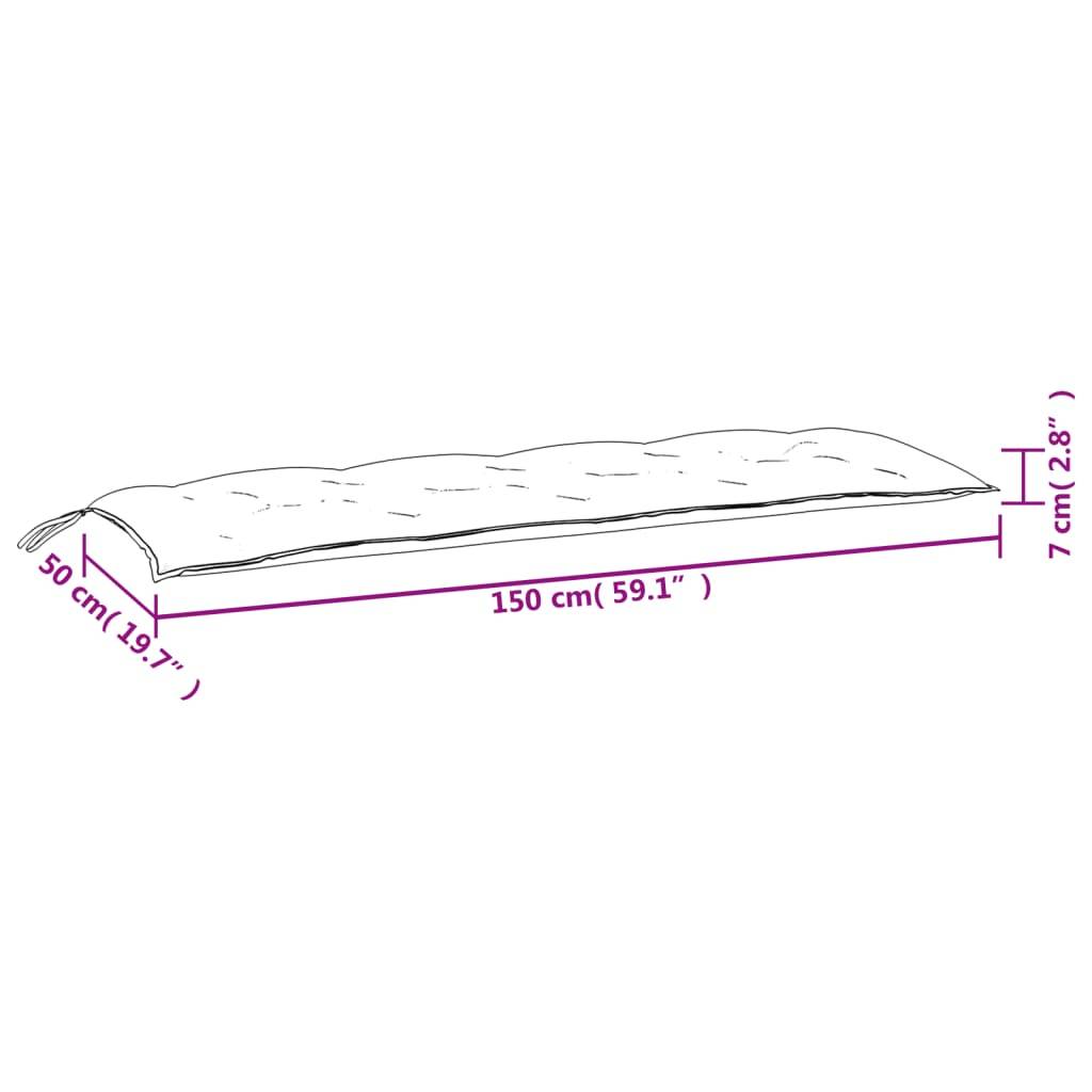 vidaXL Gartenbank-Auflage Cremeweiß 150x50x7 cm Oxford-Gewebe-2