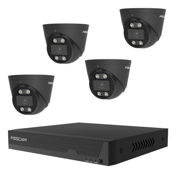 Foscam FN9108E-T4-2T BLACK, Kabelgebunden, Dome, RJ-45, Draußen, 4500 K, 256 GB