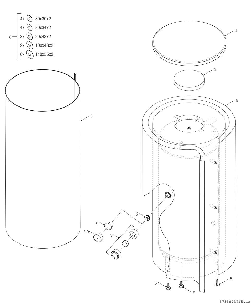 Bosch Pufferspeicher Stora BH 500-6 ERZ 1B, 500L, für Wärmepumpen, 1845x850mm, Silber-2