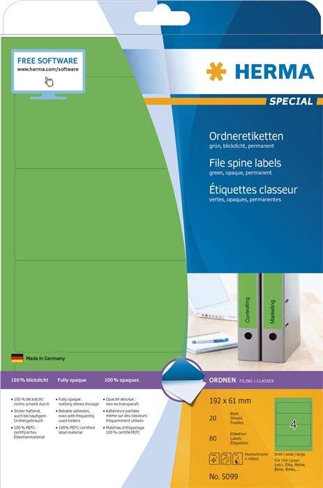 HERMA Special - Papier - matt - permanent selbstklebend - perforiert - grün - 192 x 61 mm 80 Etikett(en) (20 Bogen x 4)-9