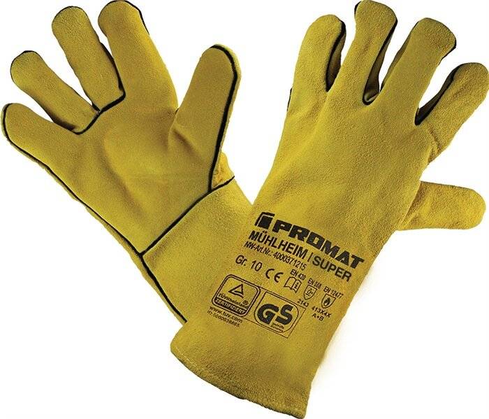 Schweißerhandschuhe Mühlheim I Super Gr.10 gelb Qualitäts-Rindspaltleder 6 PA-4