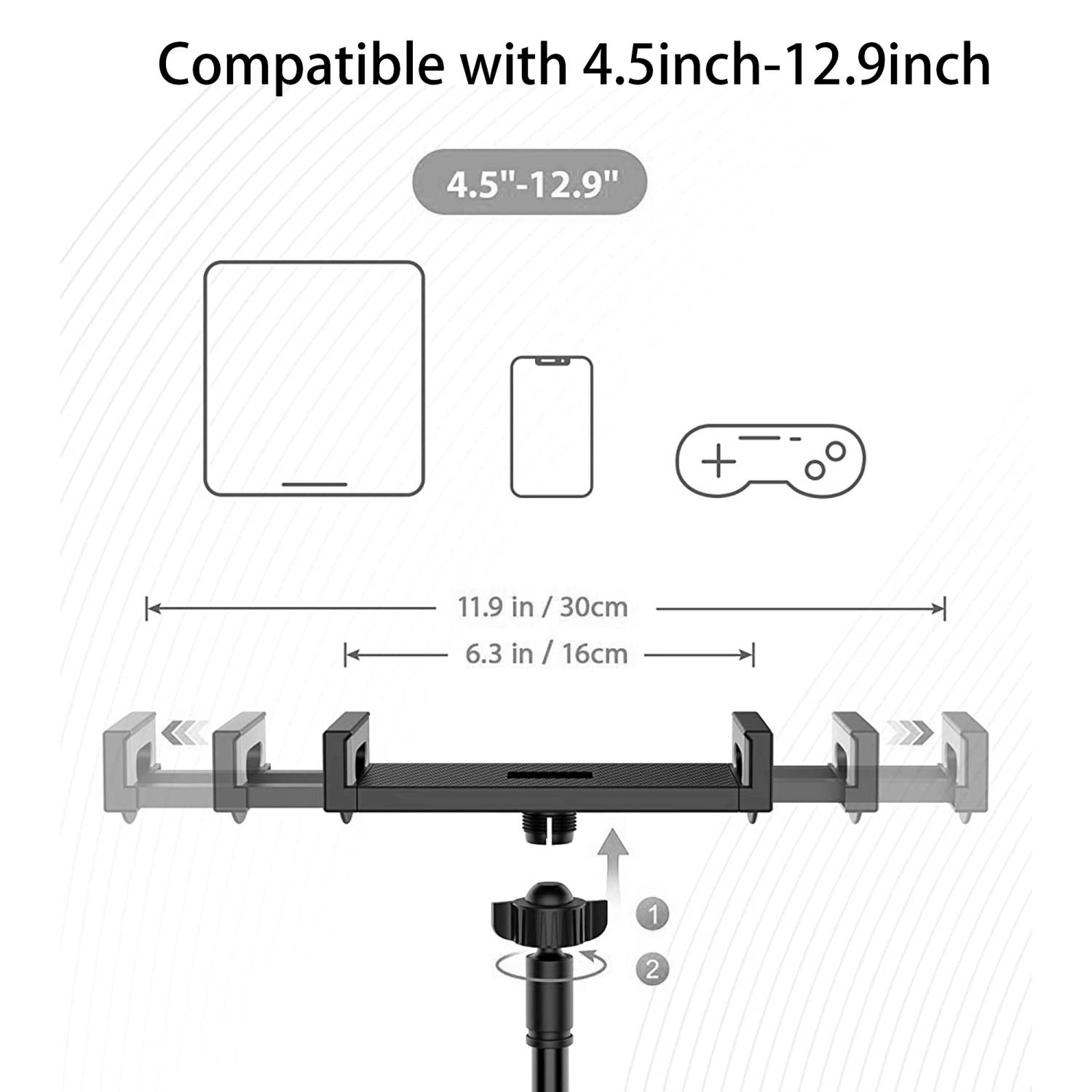 Cadorabo flexible Schwanenhals Tablethalterung Handyhalter in Schwarz für Zuhause-1