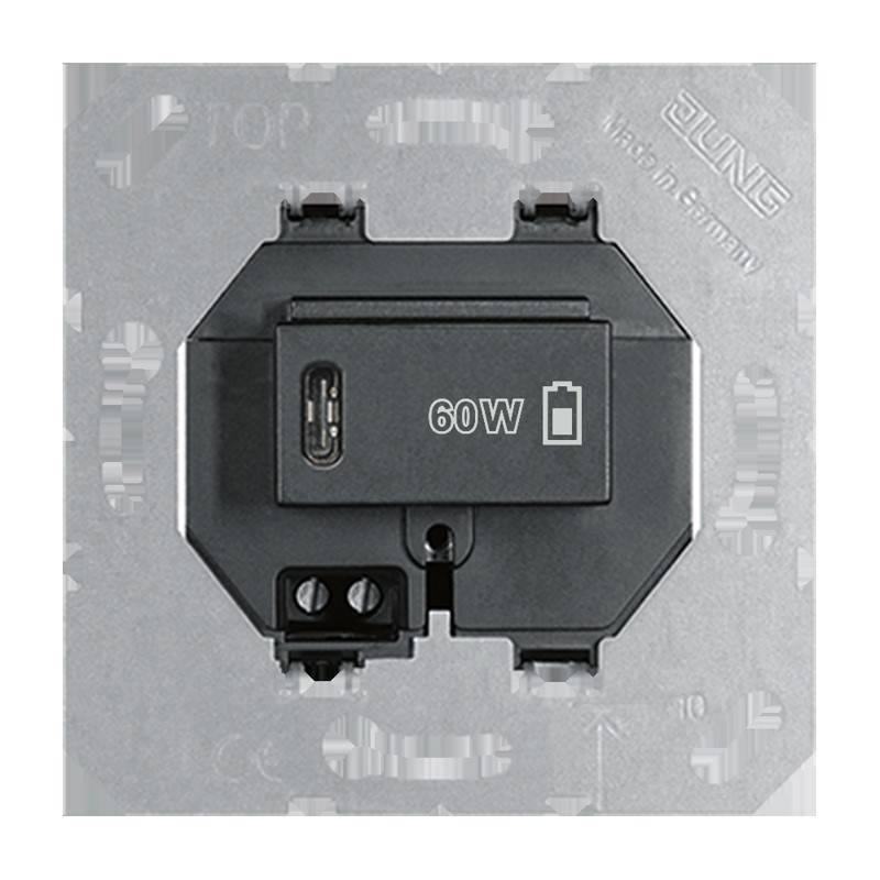 JUNG JG USB PD60 C SW USB-Ladegerät PD 1xTyp C schwarz (USBPD60CSW)-0