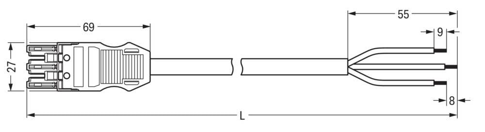 WAGO WINSTA MIDI Steckverbinder-System 3-5x4 mm² Anschlussleitung, Buchse - offenes Leitungsende, 3 polig, weiß-1