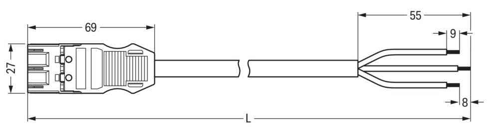 WAGO WINSTA MIDI Steckverbinder-System 3-5x4 mm² Anschlussleitung, Stecker - offenes Leitungsende, 3 polig, schwarz-1