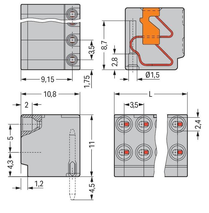 100 Stk. WAGO GmbH & Co. KG 2-Leiter-Federleiste-1
