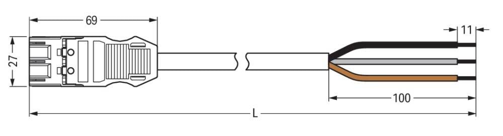 WAGO WINSTA MIDI Steckverbinder-System 3-5x4 mm² Anschlussleitung, Stecker - offenes Leitungsende, 3 polig, schwarz-1