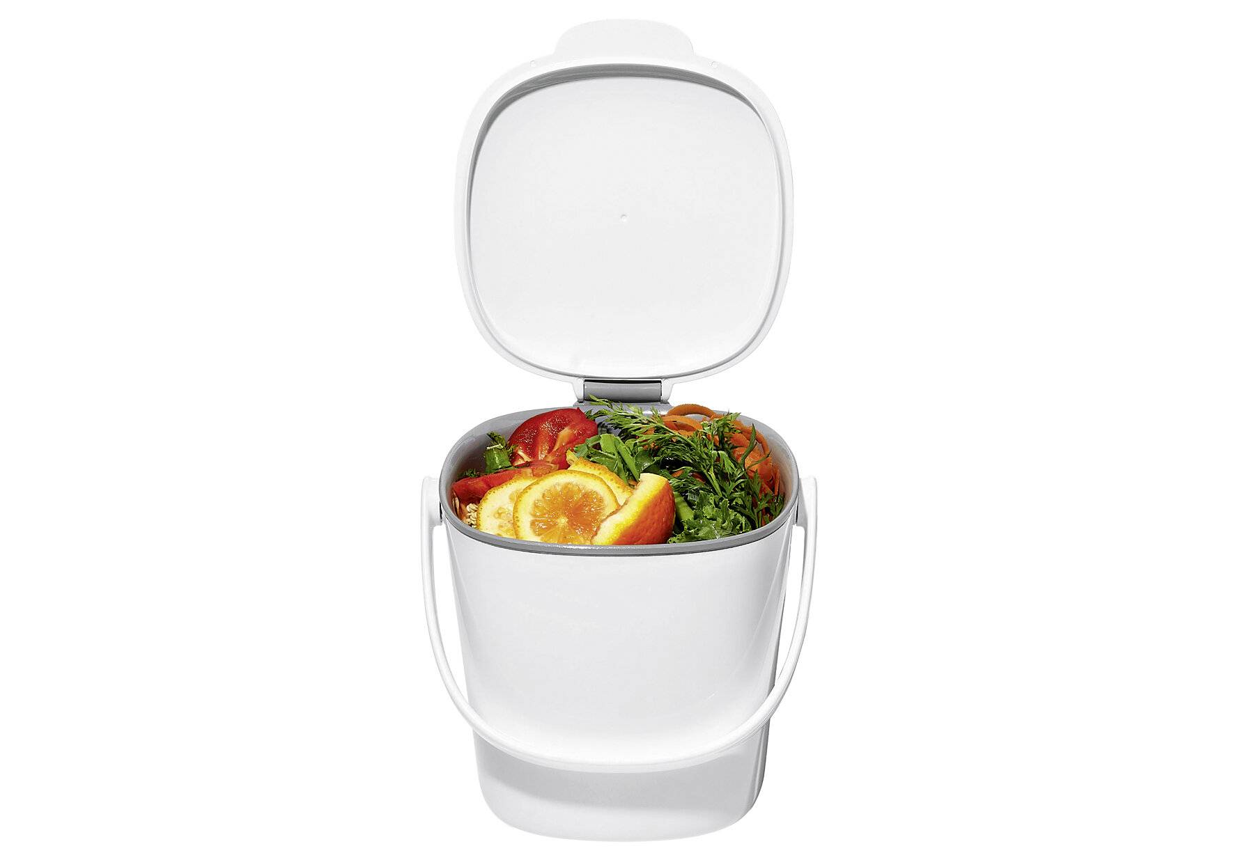 OXO Good Grips Komposteimer weiß - geruchsdichter Abfalleimer für die Küche --4