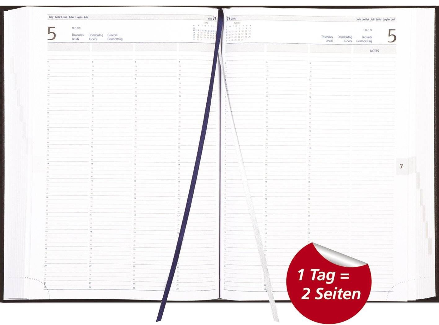 Planungsbuch A4 1 Tag/2 Seiten schwarz 2027-2