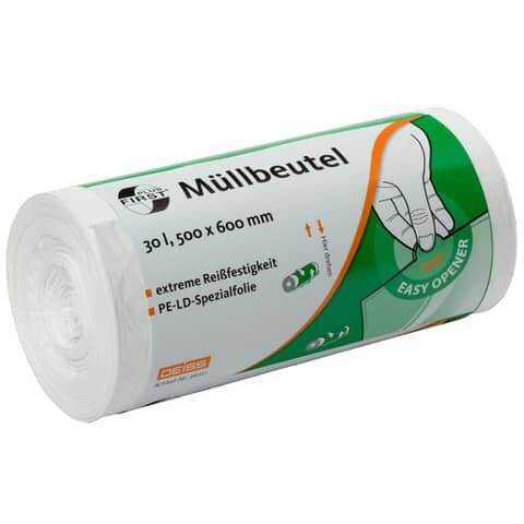 Müllbeutel First Plus - 30 Liter, weiß, 50 Stück,-0