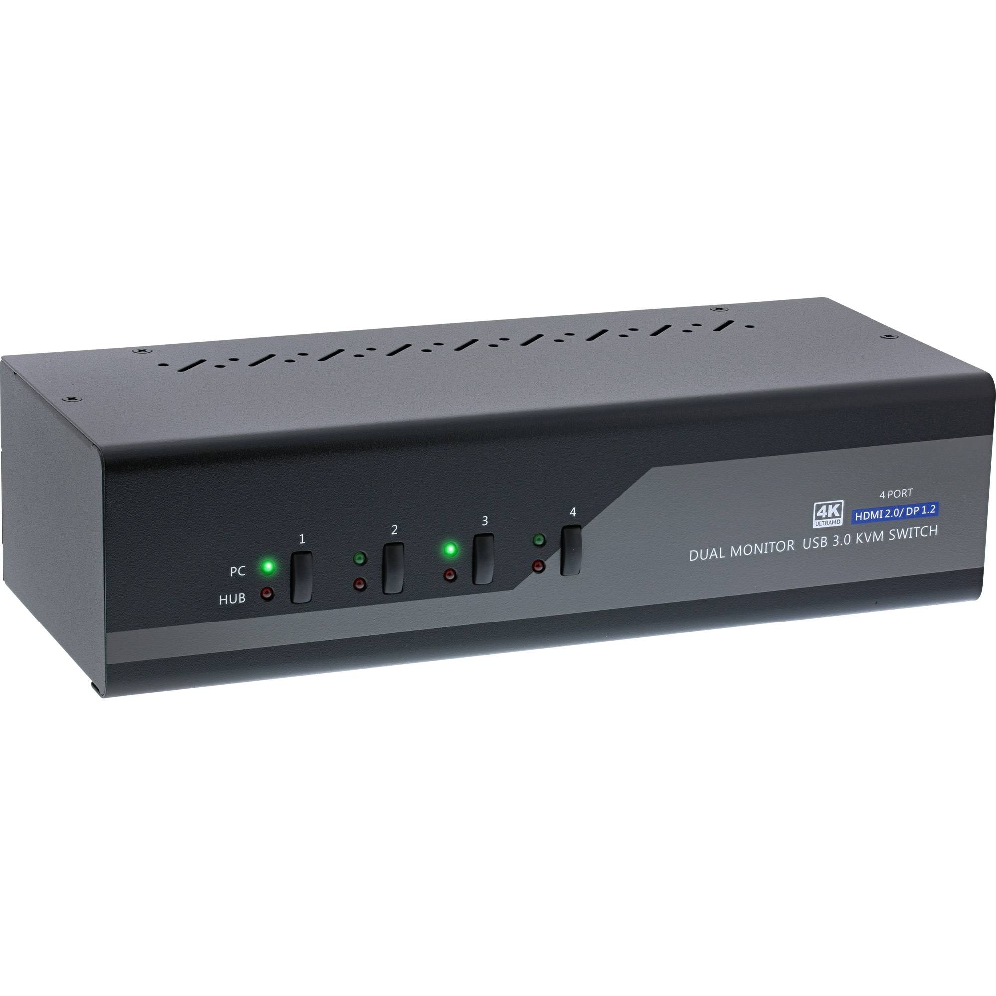 InLine® KVM Desktop Switch, 4-fach, Dual Monitor, DP + HDMI, 4K, USB 3.0, Audio-0