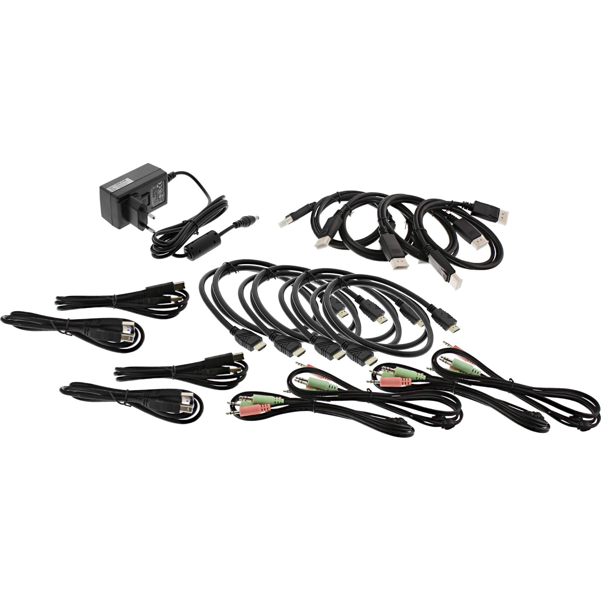 InLine® KVM Desktop Switch, 4-fach, Dual Monitor, DP + HDMI, 4K, USB 3.0, Audio-3