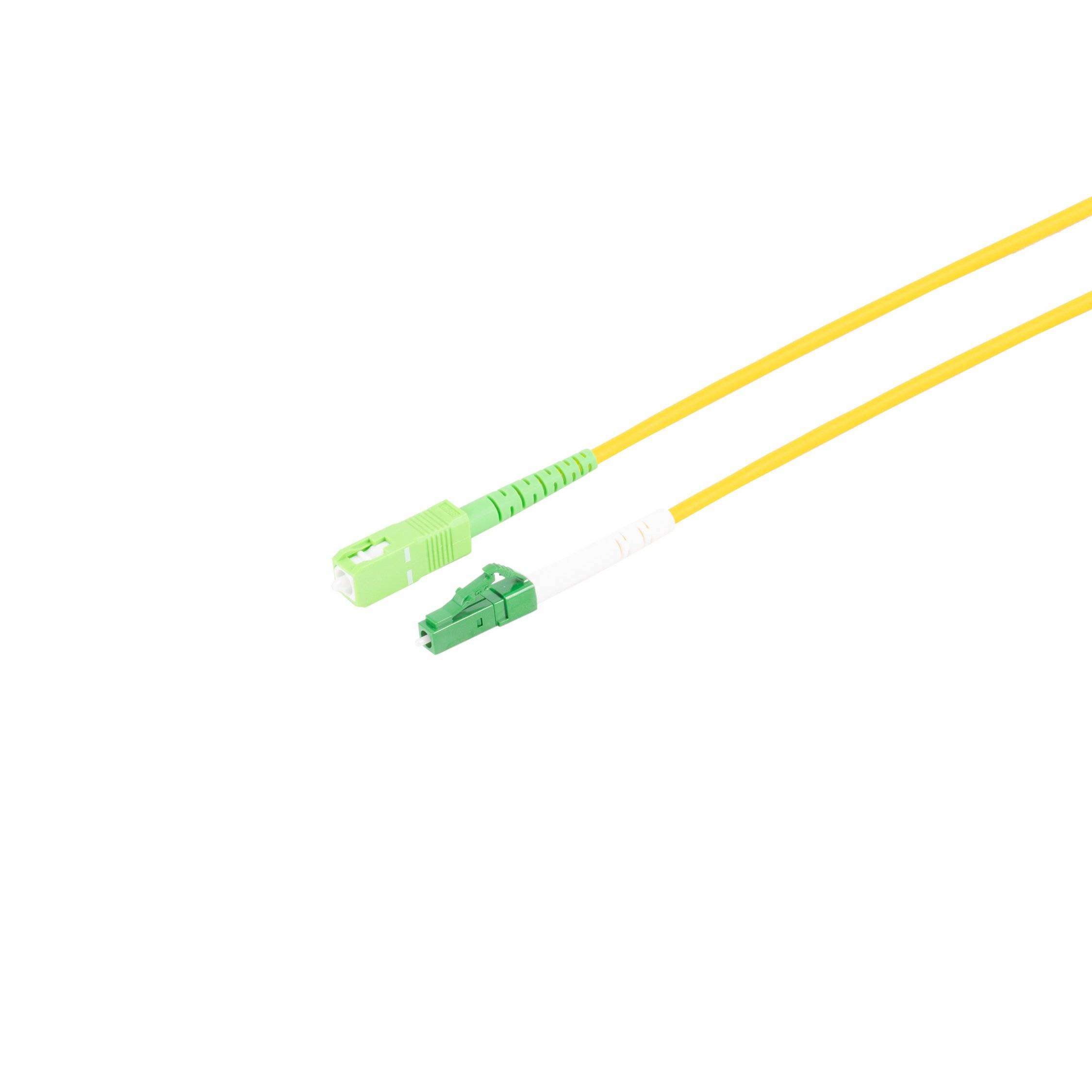 LWL Glasfaser Patchkabel Singlemode Simplex LC/SC APC OS2 9/125µm LSZH Kabel gelb 15,00m-0