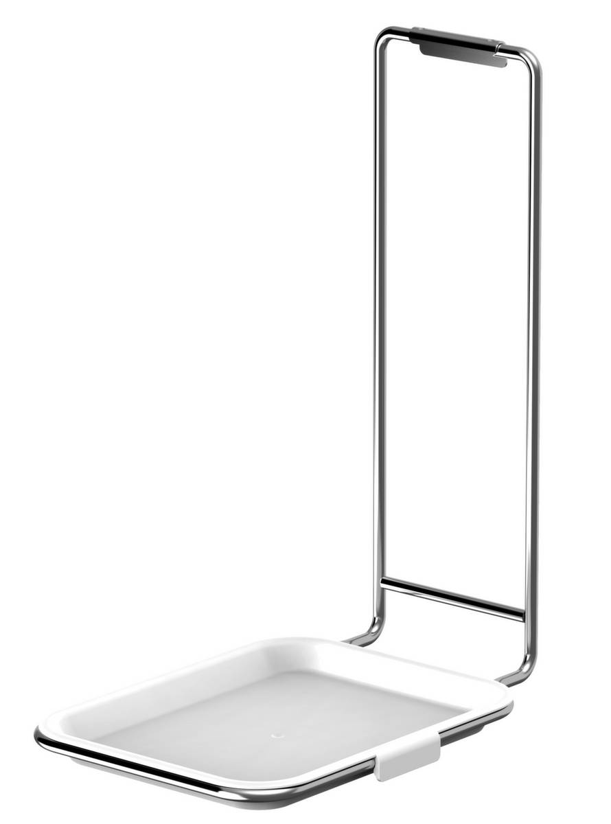 Ablage,f. Universalspender,Schale,Bügel,HxBxT 303x153x224mm,Edelstahl/Kunststoff,weiß/silber-1