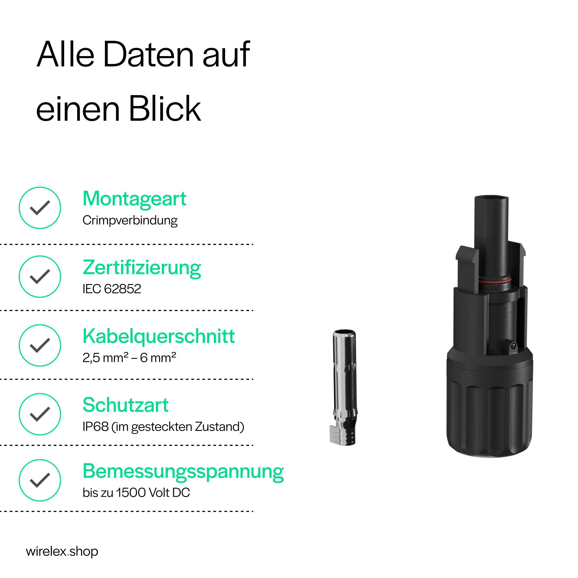 MC4 Tischsteckdose Steckdosenleiste Stromverteiler 2.5-6mm² Typ F Schuko 1500V IP67 Weiß-2