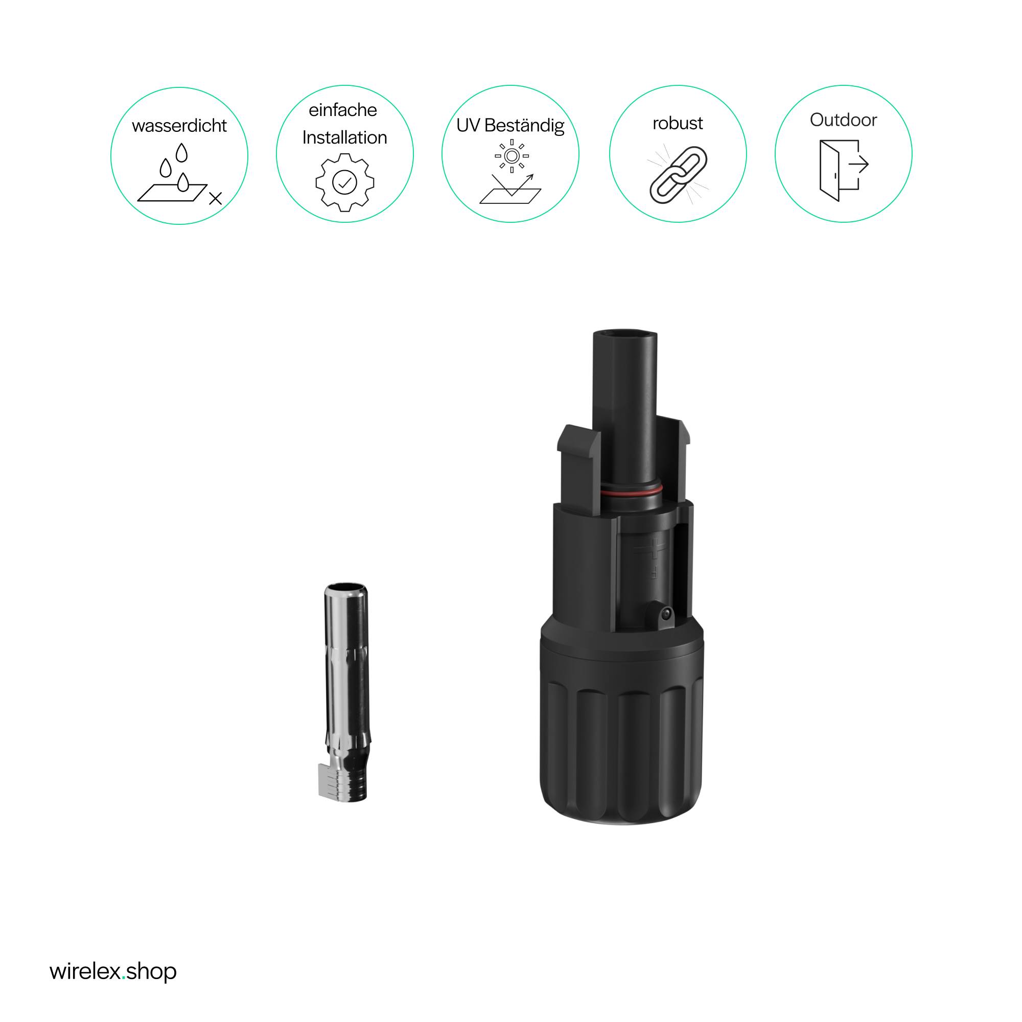 MC4 Tischsteckdose Steckdosenleiste Stromverteiler 2.5-6mm² Typ F Schuko 1500V IP67 Weiß-4