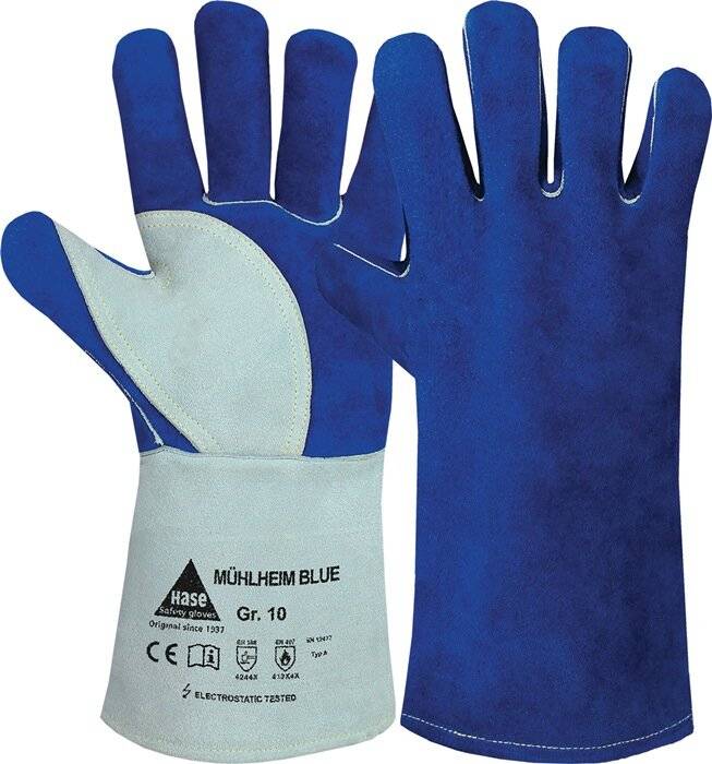 Schweißerhandschuhe Mühlheim Blue Gr.11 blau/grau Rindspaltleder-0