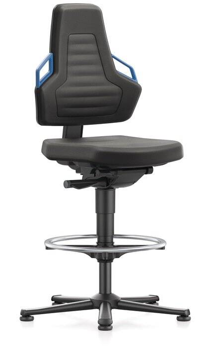 Arbeitsdrehstuhl Nexxit Bodengleiter+Fußring Grifffarbe blau Supertec-Gewebe-5