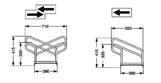 Fahrradbügelparker 1-s.90Grad verz.Anz.Radstände 4 z.Schr.zerlegt-1