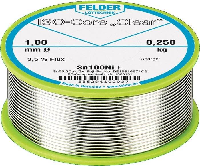 Lötdraht ISO-Core® Clear 1,5mm 100g Sn100Ni+ FELDER-3