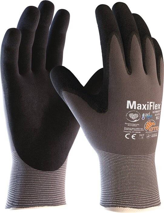 MaxiFlex® Ultimate™ AD-APT® Nylon-Strickhandschuhe (42-874), grau/schwarz, Gr. 8, ATG®, 42-874-2