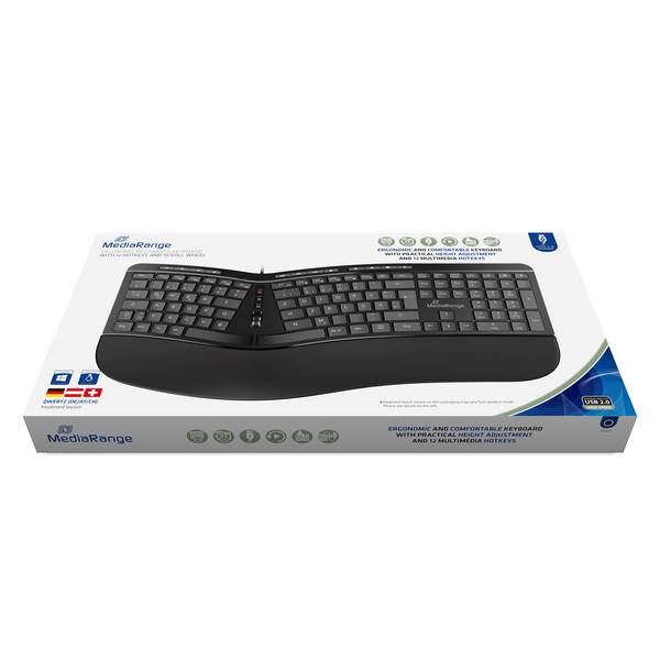 MediaRange ergonomische Tastatur kabelgebunden MROS120 schwarz
