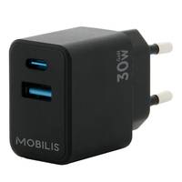Mobilis Netzteil - schnell, gan - 30 Watt - QC, PD/PPS - 2 Ausgabeanschlussstellen (USB-C, USB)-1